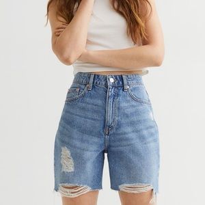 H&M Denim Blue High Waist Bermuda Shorts